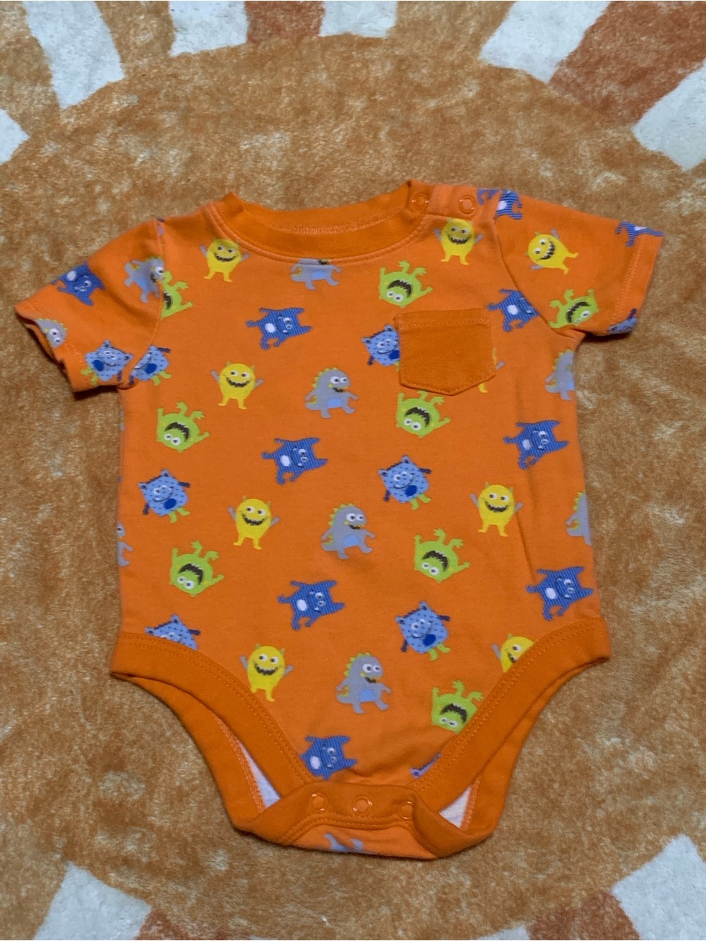 Carter's Orange Monster Print Baby One-Piece Bodysuit
